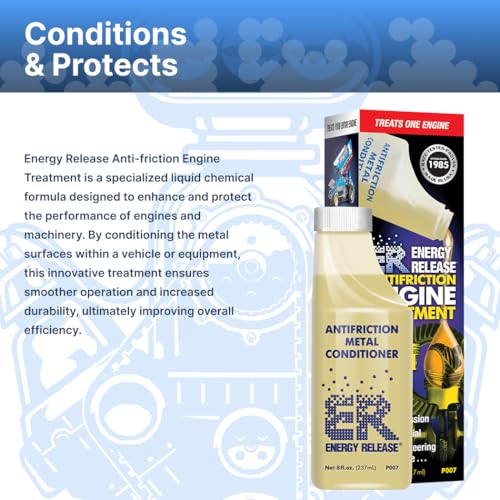 HI-Gear Energy Release Antifriction Metal Conditioner 8 fl. oz. | Engine and Transmission Oil Additive, Enhanced Wear Protection - size: 8 Fluid Ounce