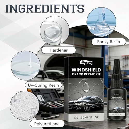 2PCS Windshield Crack Repair Kit, Formula Quick Fix with 30ml Glass Repair Liquid 2 Blade 10 Curing Films, Universal Cracks Gone Glass Repair Kit