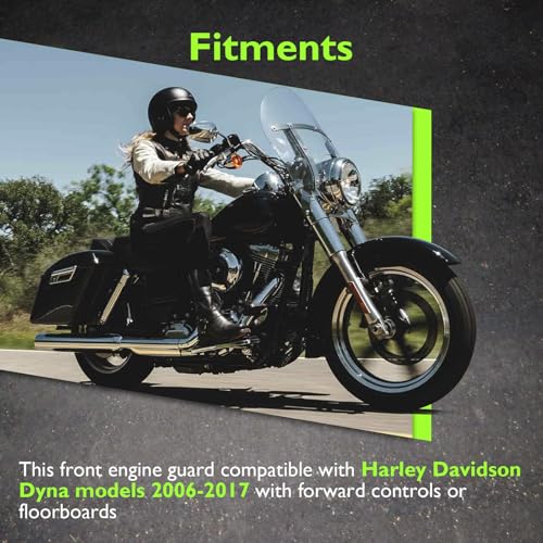 Mofun Front Crash Bar Engine Guard Fit for Harley Dyna 2006-2017 - color: Stainless Steel Natural Finish