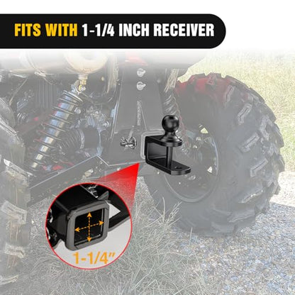 Nilight 3-in-1 ATV UTV Multi Hitch Mount | 1-7/8" Ball Fits 1-1/4" Receiver Hitch Rated 2000 LBS Winch Strap Loop Rated 5000 LBS - color: 1.25" Hitch Receiver with 1-7/8" Ball