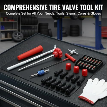 Valve Stem and Core Removal Replacement Tool Kit,Valve Stem Installation Tool Without Removing Tire,Snap Fix Mate Valve Stem with 5 TR413/TR414 for Cars Motorcycles Lawn Mowers ATVs