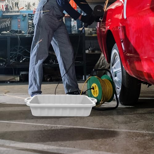 CALLARON 23.5" Car Oil Drain Pan - Heavy Leakproof Oil Collector Pan - color: White
