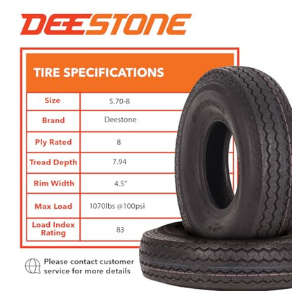 Deestone D901 Rib Highway Trailer, 5.70-8, 2 Tires, 8 Ply, Keychain - size: 5.70-8 8-Ply