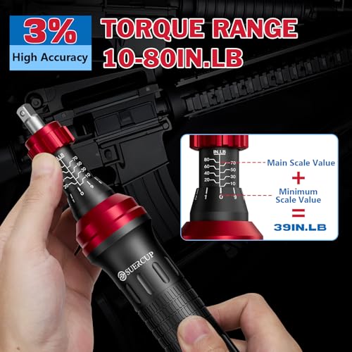 SUERCUP 1/4" 10-80In.lb Torque Wrench Screwdriver 36 PCS Set - size: 10-80In.lb