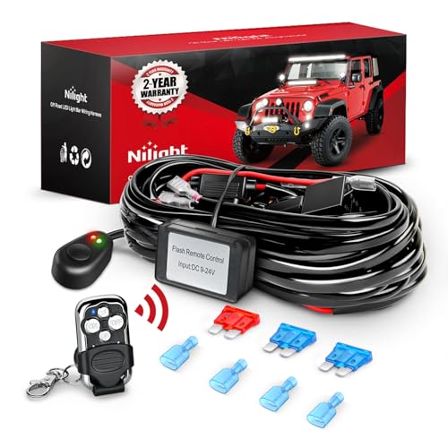 Nilight 16AWG Remote Wiring Harness Wireless Strobe Switch 12V 15A 2Leads - color: 16AWG-2 Lead Remote +Flash