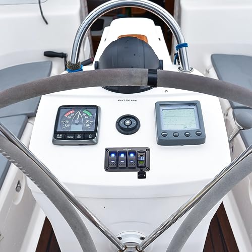 Nilight 3 Gang Rocker Switch Box 12V SPST ON Off PD Type C and QC 3.0 USB Charger Voltmeter Waterproof Aluminum Panel DIY Stickers for Boats Cars RVs Trucks - color: Blue, size: 4 Gang Type C +USB