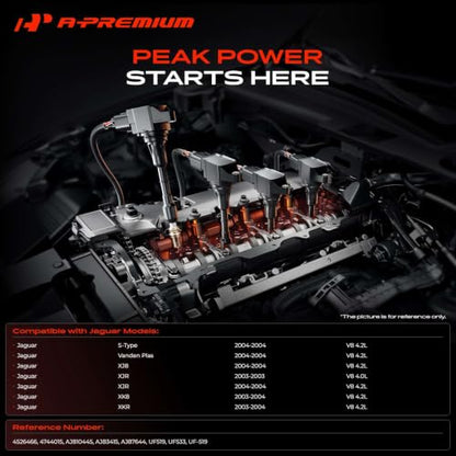 A-Premium Set of 8 Ignition Coil Pack and Iridium Spark Plugs - color: Black