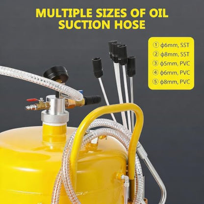 Garvee 20 Gallon Waste Oil Drain Tank, Portable Oil Drain Container, Air Operated Drainer, Fluid Fuel Transfer Drainage, Adjustable Funnel Height with Wheel &15'' Premium Bowl and a Toolbox - size: 20 Gallon - L Size - Yellow