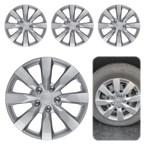 Wheel Hub Caps, Universal Fit for Steel Wheels, Set of 4, Sliver or Black (Sliver 8-Spoke, 16 Inch) - color: Sliver 8-Spoke