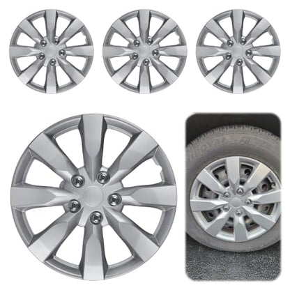 Wheel Hub Caps, Universal Fit for Steel Wheels, Set of 4, Sliver or Black (Sliver 8-Spoke, 16 Inch) - color: Sliver 8-Spoke