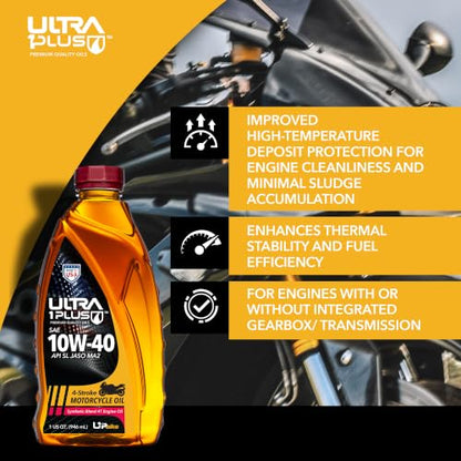 4T 10W-40 Synthetic Blend Motorcycle Oil JASO MA2 API SL 1 Gallon - size: 1 Gallon