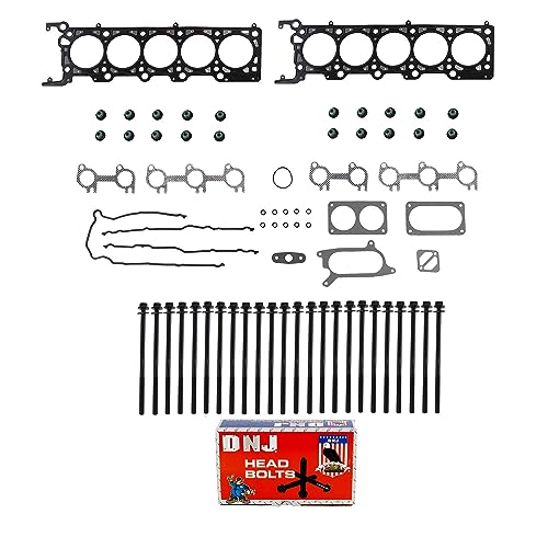 DNJ HGB4183 Engine Cylinder Head Gasket Set with Head Bolt Kit, Complete Repair Set for 1997-2002 Ford E-350 Econoline 6.8L 415cid V10 SOHC