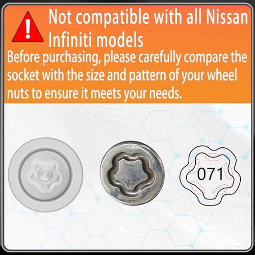 071 Wheel Locking Nut Key for Nissan Infiniti, ID 21mm Lug Socket - size: socket 071