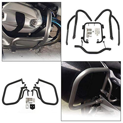 Worldmotop Engine Guard Highway Crash Bar Protector Replacement for BMW R1200RT R 1200RT 2004-2013 (Front and Rear-black) - size: Front and Rear-black