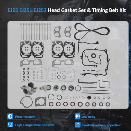 EJ25 EJ251 EJ253 Head Gasket Set & Timing Belt Kit w/Water pump- Fit For Subaru 2.5L 2000-2005, Replace #ES72212, HS26170PT-1 - color: set7