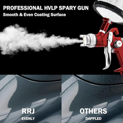HVLP Spray Gun Premium Kit, Automotive Paint Gun 1.4/1.7/2.0/2.5mm Nozzles - color: Red