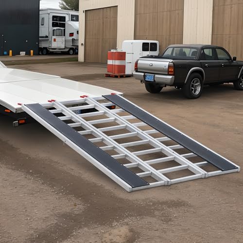 VEVOR Snowmobile Loading Ramp 85" x 54" Aluminum Foldable Ramps, 1500 LBS Capacity Loading Ramps for Motorcycle/Dirt Bike/Trailer/ATV/UTV/Garden Tractor/Lawn Mower - size: 1500 lbs
