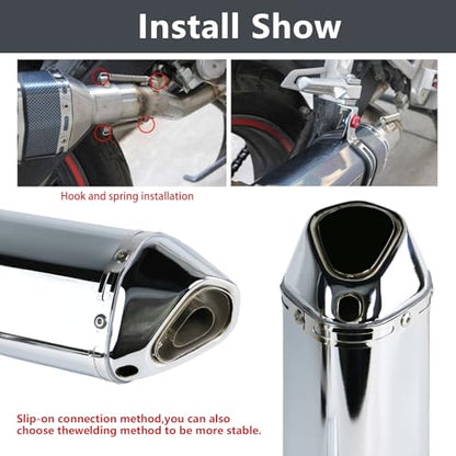 PACEWALKER Motorcycle Slip On Muffler, 1.5-2", 38-51mm Inlet, Plating - size: Plating