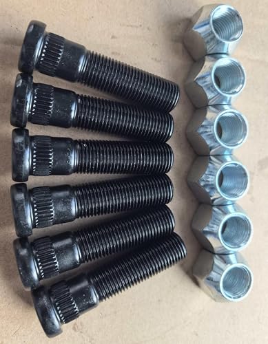 6pcs 9/16"-18 x 2.32 in. UHL Length 0.622 in. Knurl Press-in Wheel Studs with Lug Nuts Replacement for 5,200 to 7,000-lb. Trailer Axle Trailer Hub