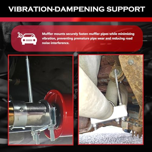 2.5 Inch Exhaust Hangers with Exhaust Clamp,Adjustable Exhausts Pipe Hangers Muffler Hanger for Vibration Damping & Fixing of Muffler Pipe,Universal Exhausts Hanger Bracket