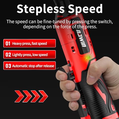 NAWIN 16.8V Electric Ratchet Wrench, 3/8" cordless ratchet with 2 Batteries, 40 Ft-lbs, Ultimate Mechanic Tool Set, Ratchet Wrench 3/8", Power Ratchet Tool Kit (Extended Cordless Ratchet) - color: 16.8v 3/8" Extended Cordless Ratchet