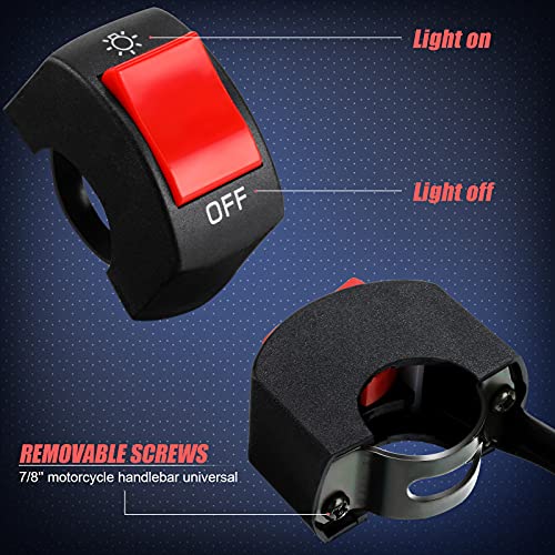 Frienda 3 Pieces Motorcycle Headlight Switch Handlebar Toggle, Red - color: Red
