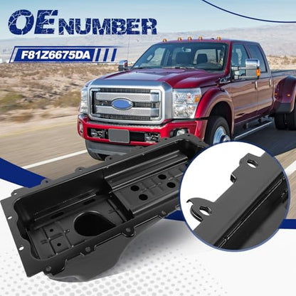 Transmission Oil Pan with Drain Plug, Fit for Fit for Ford Excursion, F-250, F-350, F-450, F-550, F-650, F-750, F53, 6.8L 1999-2019, OE F81Z6675DA - size: F81Z6675DA