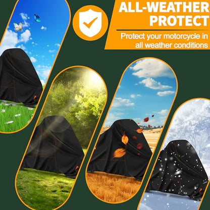 Enzeno Motorcycle Cover Waterproof Motorcycle Rain Tarp Outdoor Storage - size: 275x105x125 cm