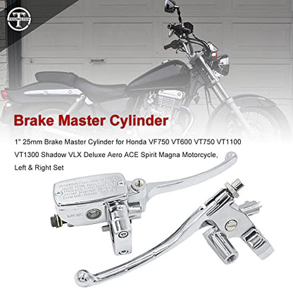 1" Brake Clutch Master Cylinder for Honda Shadow VT600 VT750 VT1100 VT1300 - color: Silver