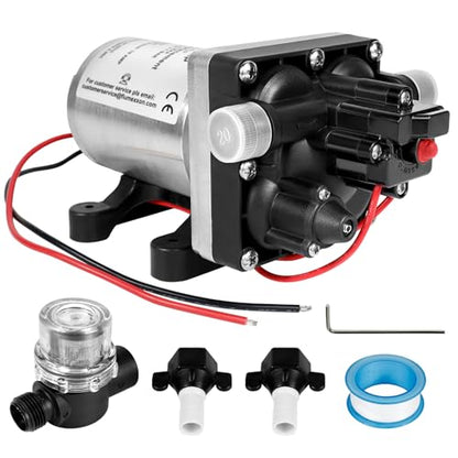 RV Water Pump 4008-101-A65/E65 Replacement, 3.0 GPM 55PSI, 12V DC Quiet RV Fresh Water Pump with Pressure Switch for Camper RV Shower Garden Industrial Yacht Food Truck Travel Trailer