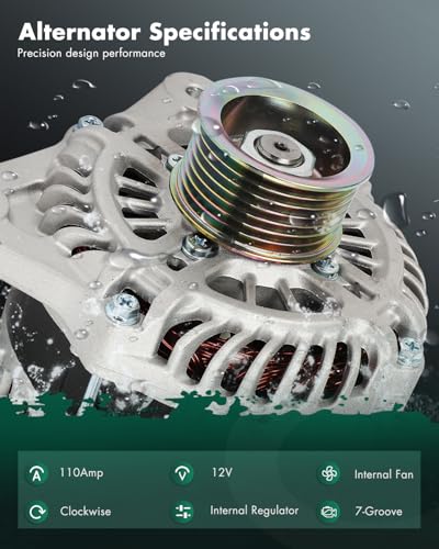 SCITOO 110A New Alternator L4 1.6L Fits for Nissan for Versa 2012-2019 - size: Small, style: 11547 Alternator
