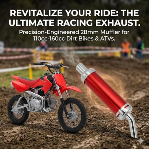 BADASS SHARKS 28mm Motorcycle Exhaust Muffler for 2 Stroke Dirt Bike Black - color: Ruby Red