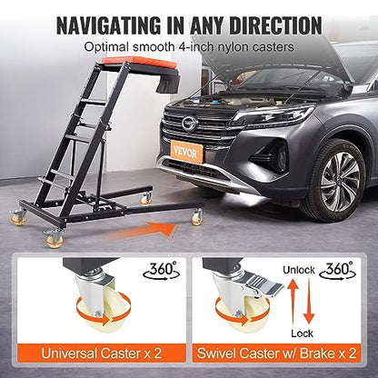 VEVOR Top Automotive Creeper, Engine Creeper 42.5"-64.8", 400 LBS Capacity High Top Creeper, 4 Swivel Caster Wheels, Padded Deck, Creeper for Home Garage, Workshop Repair Maintenance - size: 48-64 inch, style: H