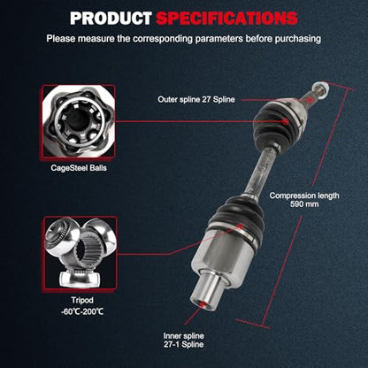 CCIYU CV Axle Shaft Assembly for Ford Explorer/Explorer Sport Trac 02-05 - size: 17-9939