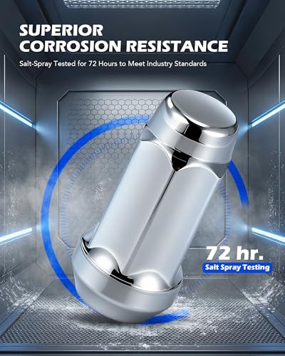 OMT M14x1.5 Lug Nuts with Cone Seat, 24pcs Lug Nuts Set with 1 Socket Key - color: Silver, size: M14x1.5, style: 24Pcs Hex Tuner