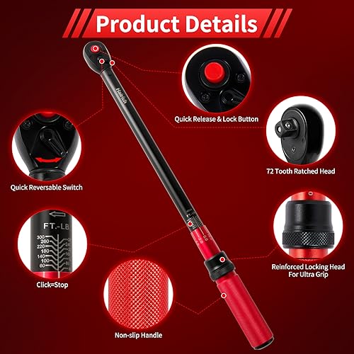 Hairich Torque Wrenches, 1/2 Torque Wrench, 40-300ft.lb/33.9-406.8Nm - size: 1/2" 40-300 FT.LB
