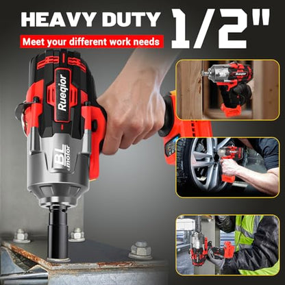 Cordless Impact Wrench 1/2" Compatible with Milwaukee 18V Battery - color: Red 2000n 1/2in