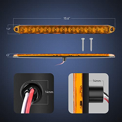 Nilight 16" Trailer Marker ID Bar 2PCS 11 LED Amber Turn Signals Tail Light - color: 2Pcs 16" Amber 11LED