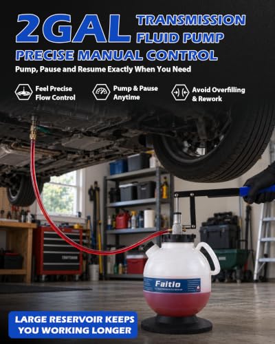 7.5L Transmission Fluid Pump, Manual Fluid Transfer Pump w/ 15 ATF Adapters - size: 7.5L, Manual