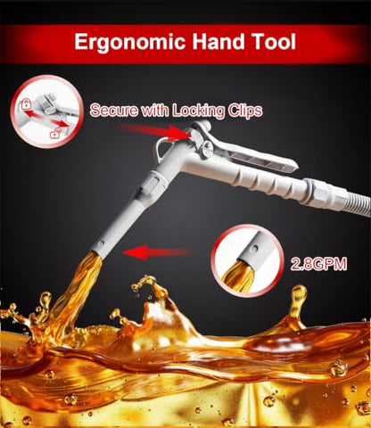 anngrowy Fuel Transfer Pump Battery Powered with Auto-Stop/Hand Trigger Nozzle, Gas Can Pump Transfer with 3.2/2.8 GPM, 51"/53.7" Hose, Liquid Transfer Pump for Oil, Gasoline, Diesel (Piston) - style: Piston