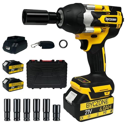 1000 N.m Cordless Impact Wrench, 1/2-Inch, 21V, 2 x 4.0Ah Batteries.
