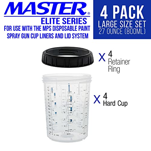 Master Paint System MPS, 4 Pack Set of Large Size 27 Ounce (800ml) - size: 27 Ounce Hard Cup Set