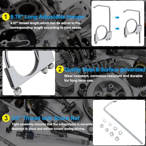 Universal 2.5" Exhaust Clamp with Hanger Rear Muffler,Exhaust Hanger Removal Pliers Universal Exhaust System Hanger for Car Truck Exhaust Pipe (1Pcs 2.5 Inch) - size: 1 Piece 2.5 Inch