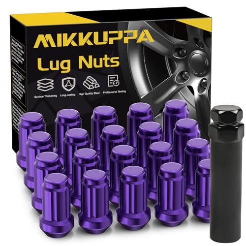 MIKKUPPA M12x1.5 Wheel Lug Nuts, Purple 20pcs Closed End Spline Lug Nuts - color: Purple