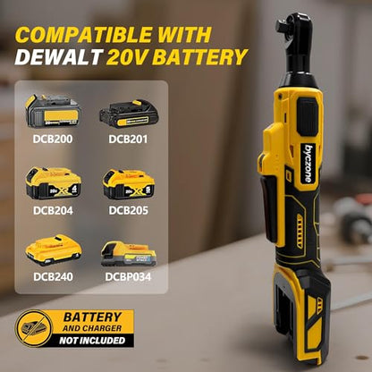 3/8" Cordless Ratchet Wrench for Dewalt 20V Battery (Without Battery), 45ft-lbs(61N.m) Electric Power Ratchet with Variable Speed, 7 Sockets, 3/8" to 1/4" Adapter, for Automotive Repair