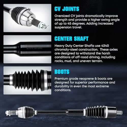 Front Left/Right Heavy Duty CV Axle for Polaris Ranger 900 Crew/XP 2013-2019(Non diesel versions, MUD), Ranger XP 1000 Crew EPS 2017-2020(Non HL), RZR S/4 800 2010-2014, Replace for 1332637, 2 Pcs - size: 2*Front Heavy Duty Axle