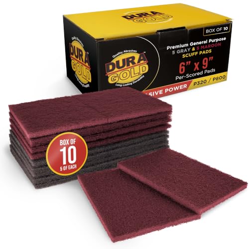 Dura-Gold Premium 6" x 9" Scuff Pads, 5 Each Maroon General Purpose & 5 - color: Maroon/Gray