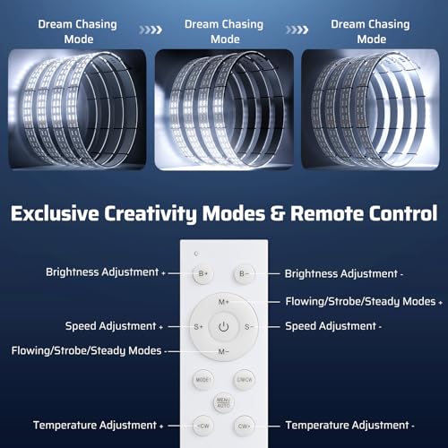 Ehaho 14"-18" Super Bright Double Row Pure White Wheel Lights, Wheel Ring Lights with Remote Control and Turn & Braking Signal Compatible with Various Trucks SUV Car（4PCS） - size: 4 Wheel-14"-18" 2-Row Pure White