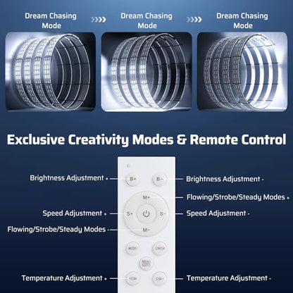 Ehaho 14"-18" Super Bright Double Row Pure White Wheel Lights, Wheel Ring Lights with Remote Control and Turn & Braking Signal Compatible with Various Trucks SUV Car（4PCS） - size: 4 Wheel-14"-18" 2-Row Pure White