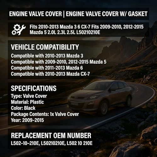 Engine Valve Cover Assembly For Mazda 3 10-13 5 09-15 6 11-13 CX-7 10-13